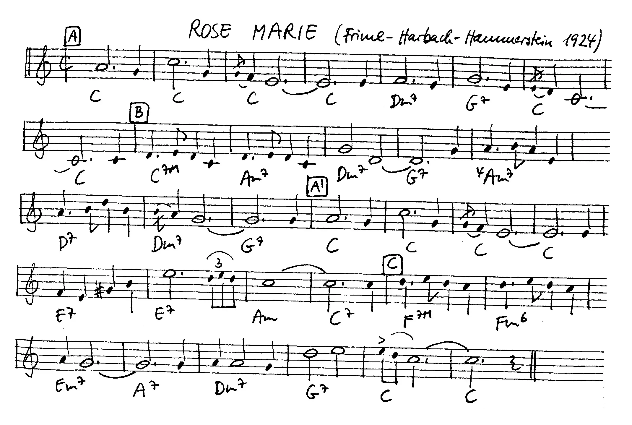 rose marie free jazz leadsheet - Courtesy of the Jungle Jazz Band